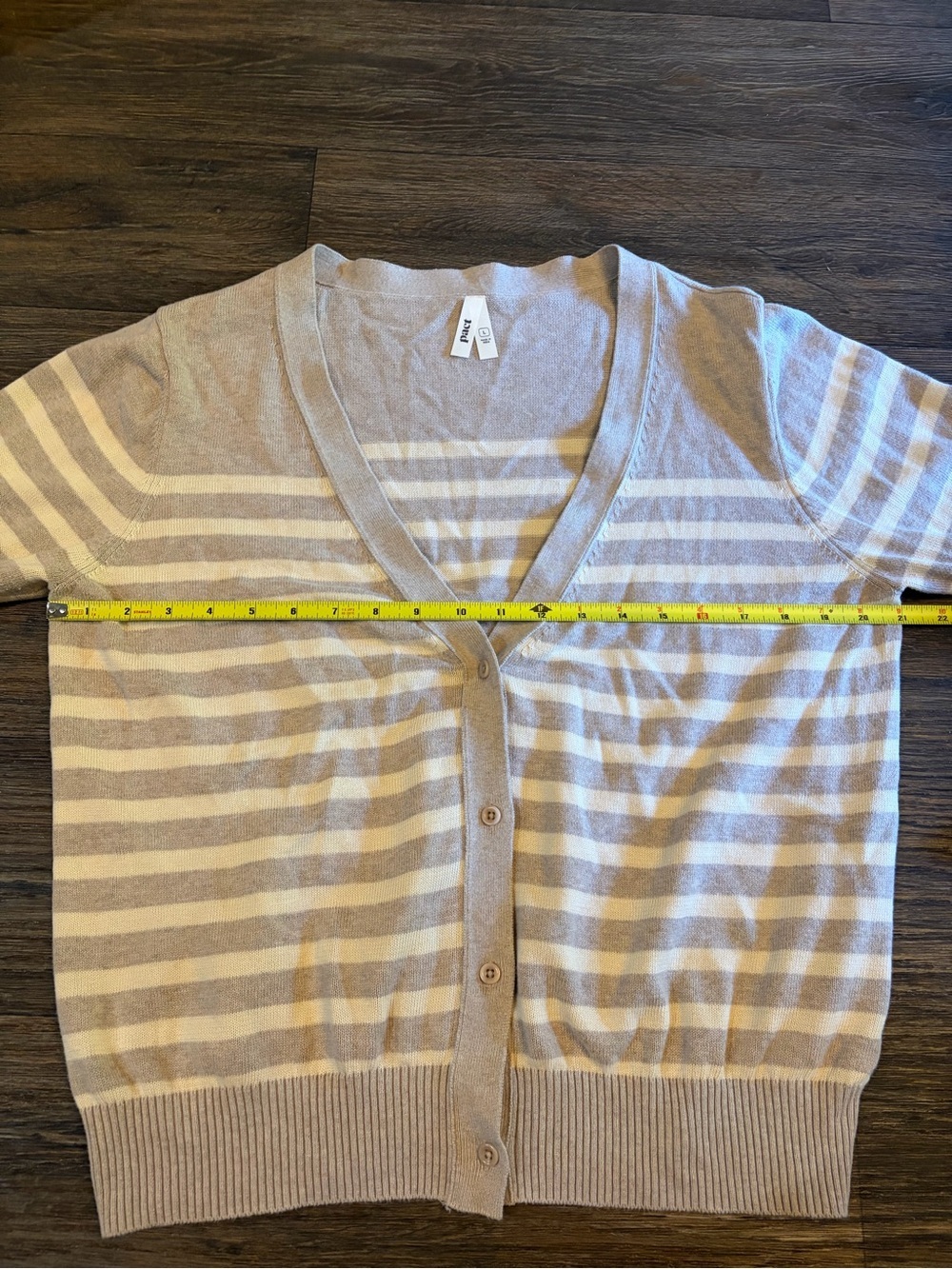 Pact Women’s Classic Fine Knit Cardigan Everyday Oat Stripe Size Large - Picture 6 of 9
